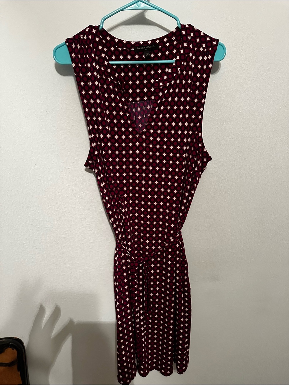 Banana Republic Burgundy Geometric Tie-Waist Midi Dress